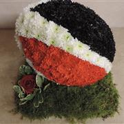Rugby Ball red and black floral tribute